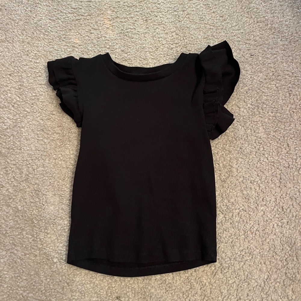 Black Ruffle Sleeve Top - Picture 2 of 3